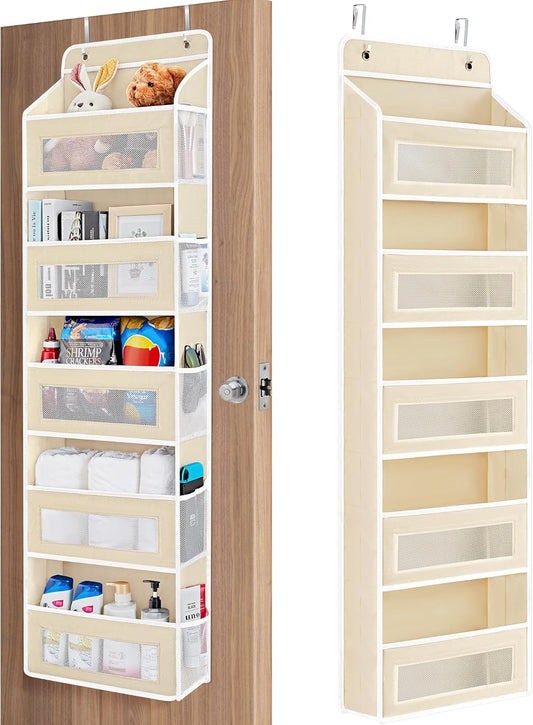 JARLINK Over the Door Organizer for Bedroom, Pantry Bathroom, 5 Shelf Beige