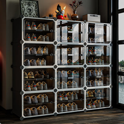 MAGINELS Shoe Rack,Expandable Shoe Cabinet Easy to Assemble. Shoe Storage with Door,Entryway, Closets, Hallway, and Bedroom.Accommodates Up to 40 Pairs of Shoes.