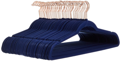 Amazon Basics Slim Velvet Non-Slip Space Saving Sturdy Suit Clothes Hangers, Closet Organizer, Black/Rose Gold, 30-Pack