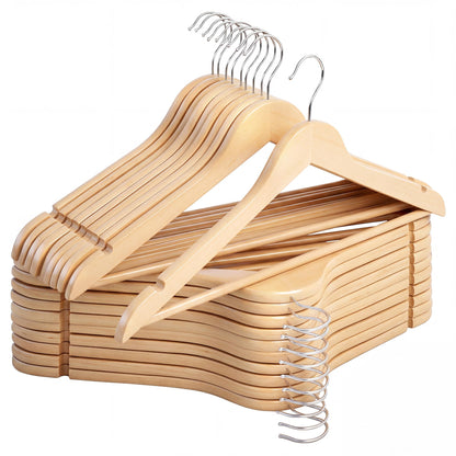 StorageWorks Wooden Coat Hangers, 30 Pack Wood Clothes Hanger for Closet