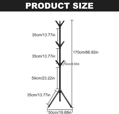 Tree Shaped Freestanding Coat Rack with Metal Frame, Entryway Rack with Multiple Hooks for Bedroom Home Organization