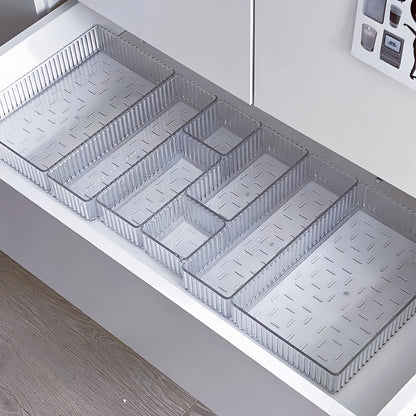 Office 4/8pcs Set of Transparent Plastic Cosmetic Storage Boxes, Desk Drawer Organizers, Desktop Divider Storage Boxes, Suitable for Makeup Storage, Stationery Storage, and Miscellaneous Item Storage