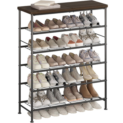 4-Tier 5-Tier 6-Tier Metal Shoe Rack Organizer, Decorations For Home, 28.15" / 35.82" / 45.3" Large Stable Stackable Shoe Tower, Room Decor, Suitable For Entrance Wardrobes, Bedroom Garages, Space Saving