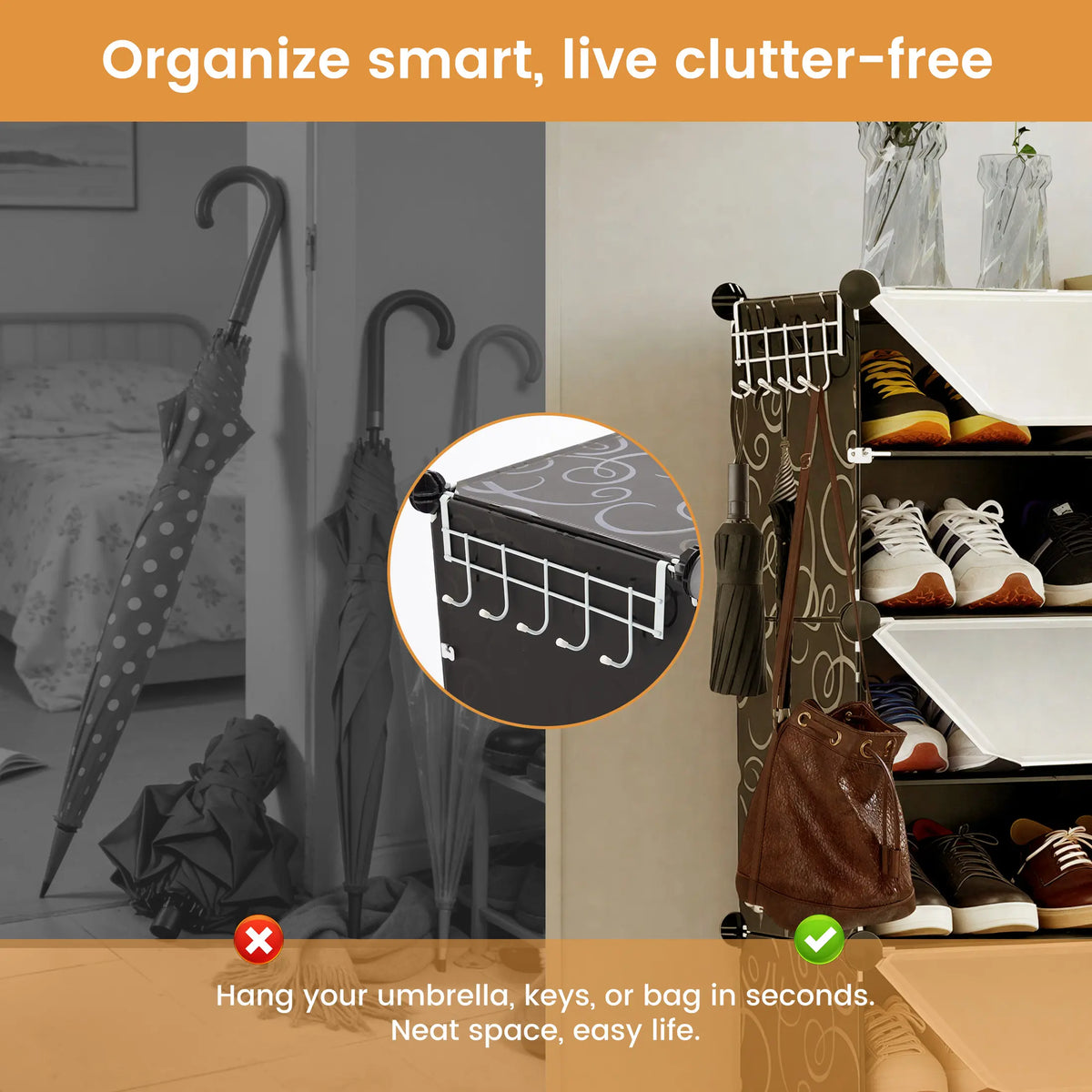 Sweetcrispy Plastic Shoe Rack - Durable Storage Rack, Room Storage Organizer Shelf for Hallway, Entryway, Closet