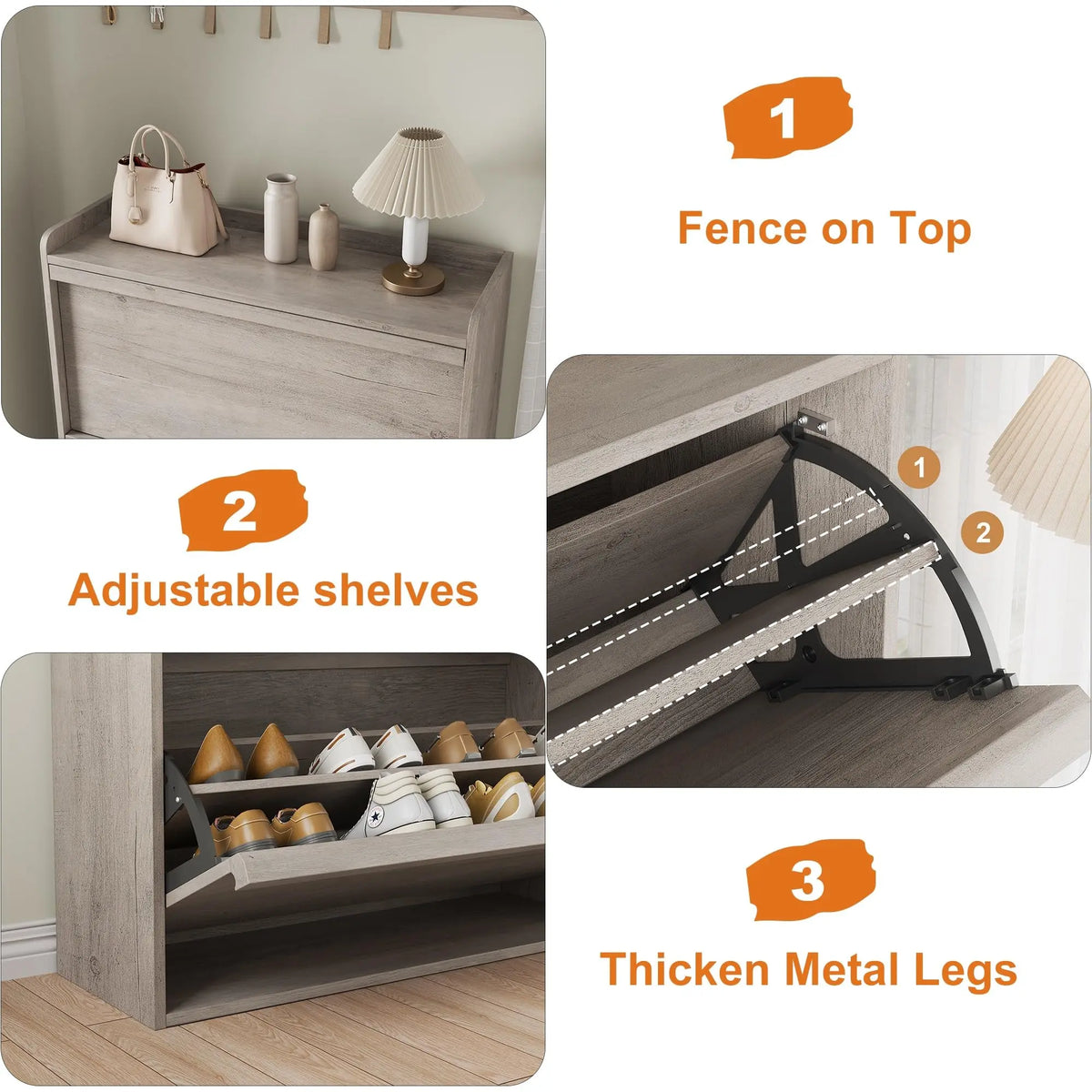 ZR-Garvee Tilt-out drawers Shoe Cabinet with 3 Flip Drawers, Space-saving,22 styles,Adjustable Shelf, Save space，Modern ,Hidden Shoe Storage Organizer for Entryway,aisle cabinet, Hallway and Living Room