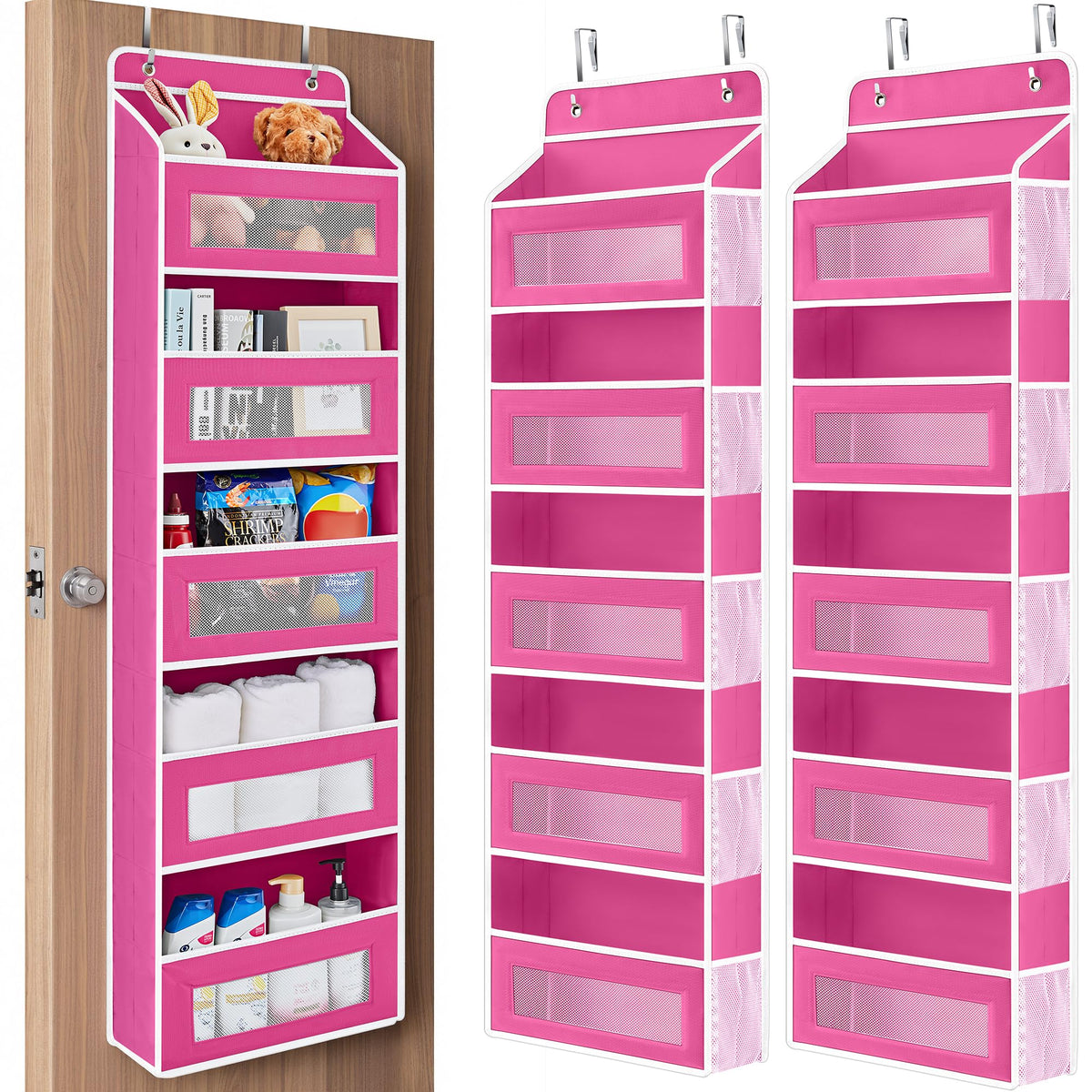 JARLINK Over the Door Organizer for Bedroom, Pantry Bathroom, 5 Shelf Beige