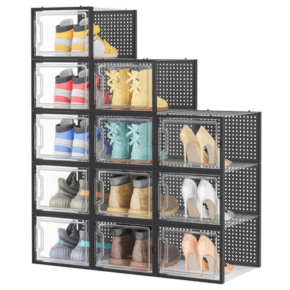 HOMIDEC Clear Shoe Storage Boxes, Stackable Shoe Organizer for Closet