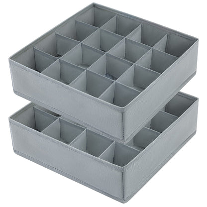 joyoldelf Sock Drawer Organizer Divider 2 Packs Underwear Organizer, 24 Cell Closet Organizers and Storage Organizer Sock Holders Organizers for Storing Socks, Handkerchiefs, Ties, Belts (Grey)