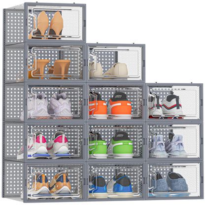 HOMIDEC Clear Shoe Storage Boxes, Stackable Shoe Organizer for Closet