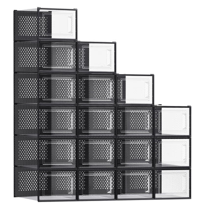SONGMICS Shoe Boxes, Clear Plastic Sneaker Box, Pack of 12