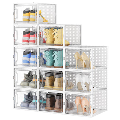 HOMIDEC Clear Shoe Storage Boxes, Stackable Shoe Organizer for Closet