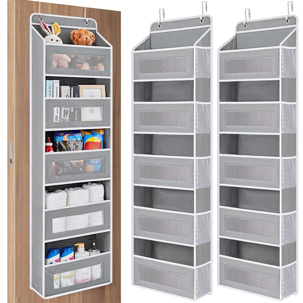 JARLINK Over the Door Organizer for Bedroom, Pantry Bathroom, 5 Shelf Beige