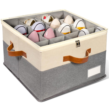 2 Pack Shoe Organizer for Closet with Adjustable Divider Shoe Storage Box