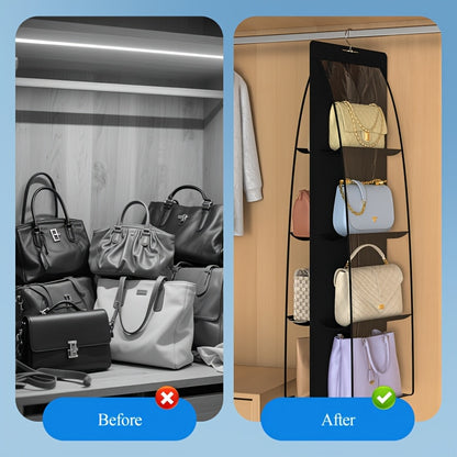 Closet 2 Packs 8 Pockets Black Handbag Hanging Purse Organizer for, Purse Storage, Purse Hanger And Handbag Organizer for Space Saving