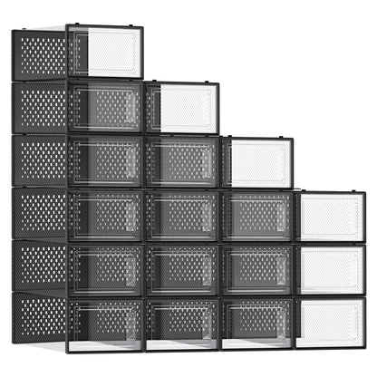 SONGMICS Shoe Boxes, Clear Plastic Sneaker Box, Pack of 12