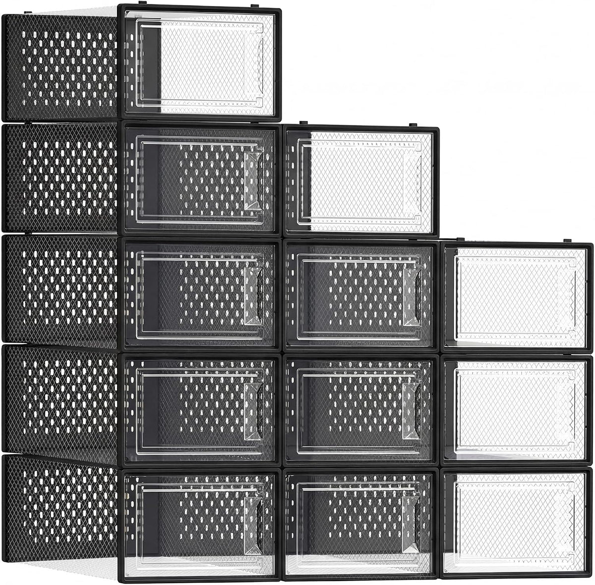 SONGMICS Shoe Boxes, Clear Plastic Sneaker Box, Pack of 12
