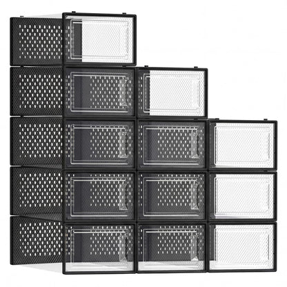 SONGMICS Shoe Boxes, Clear Plastic Sneaker Box, Pack of 12