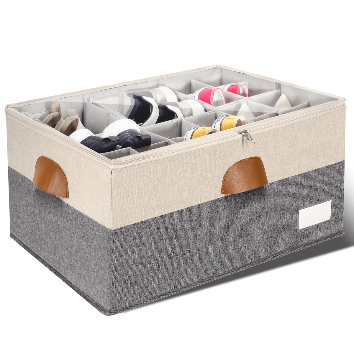 2 Pack Shoe Organizer for Closet with Adjustable Divider Shoe Storage Box