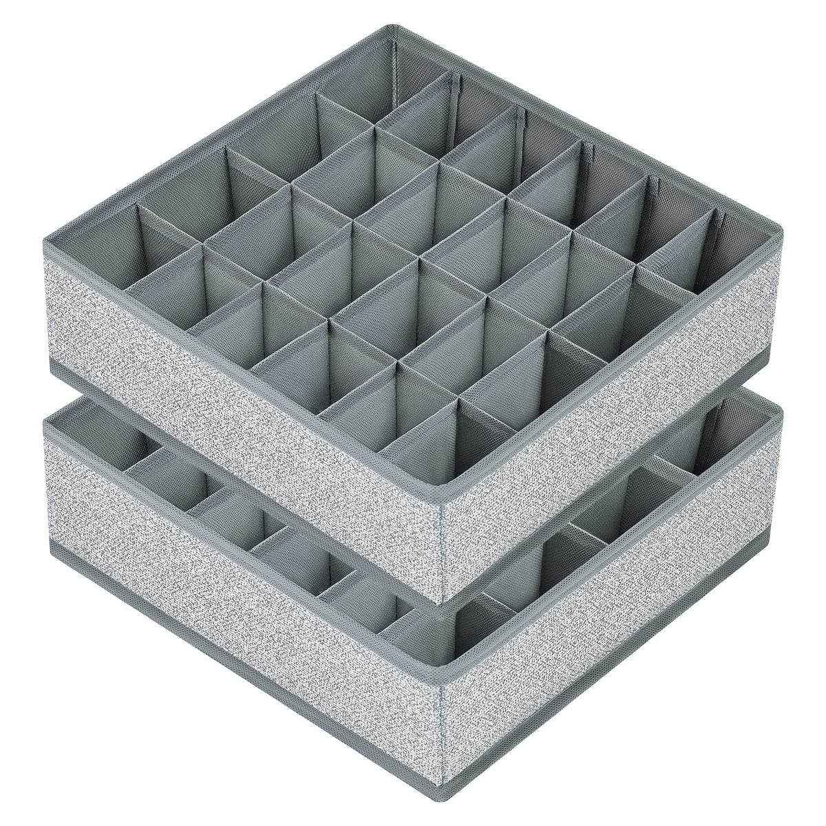 joyoldelf Sock Drawer Organizer Divider 2 Packs Underwear Organizer, 24 Cell Closet Organizers and Storage Organizer Sock Holders Organizers for Storing Socks, Handkerchiefs, Ties, Belts (Grey)
