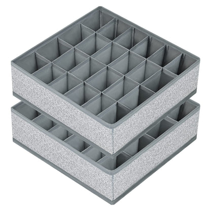 joyoldelf Sock Drawer Organizer Divider 2 Packs Underwear Organizer, 24 Cell Closet Organizers and Storage Organizer Sock Holders Organizers for Storing Socks, Handkerchiefs, Ties, Belts (Grey)