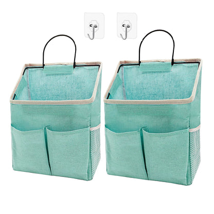 2 Pack Wall Hanging Storage Bag,Wall Hanging Organizer with Pockets, Hanging storage basket for Dormitory Bathroom Bedroom (Grey-upgraded)