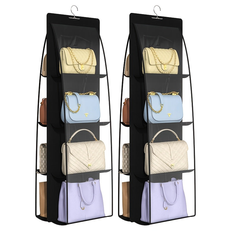 Closet 2 Packs 8 Pockets Black Handbag Hanging Purse Organizer for, Purse Storage, Purse Hanger And Handbag Organizer for Space Saving