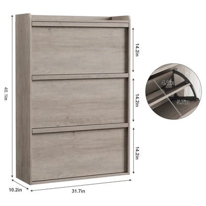 ZR-Garvee Tilt-out drawers Shoe Cabinet with 3 Flip Drawers, Space-saving,22 styles,Adjustable Shelf, Save space，Modern ,Hidden Shoe Storage Organizer for Entryway,aisle cabinet, Hallway and Living Room