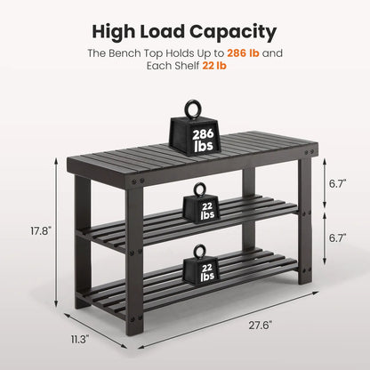 【Deal】3-Layer Natural Bamboo Rectangle Shoe Rack Organizer for Shoe Organization, Sturdy Freestanding Floor Cabinet-Rack, 286lb Max Capacity, 11.3x27.6x17.8in, Easy to Clean, Includes Instructions & Installation Aid, Ideal for Entryway, Bedroom