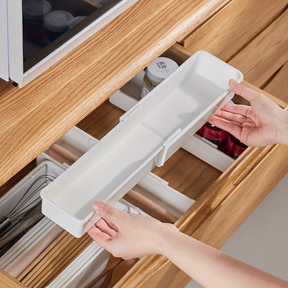 1/2 Retractable Drawer Classification Storage Box, Kitchen Tableware Bowl and Chopstick Divider Storage Box, Stationery Storage Container, for Home, Dormitory and Office