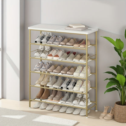 4-Tier 5-Tier 6-Tier Metal Shoe Rack Organizer, Decorations For Home, 28.15" / 35.82" / 45.3" Large Stable Stackable Shoe Tower, Room Decor, Suitable For Entrance Wardrobes, Bedroom Garages, Space Saving