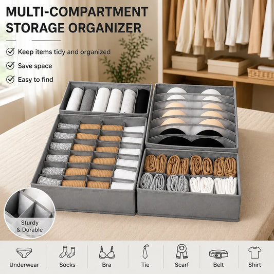 Closet Storage Organizer, Clothes Organizer， Home Organizers, Closet Organizers and Storage, Oxford Fabric Drawer Organizers, Foldable Washable Storage Bins with Reinforced PP Boards, Drawer Dividers for Underwear, Socks, Bedroom & Dresser Organization