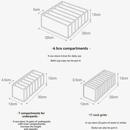 Multi-Grid Underwear Storage Organizer Foldable Closet Drawer Divider Box for Socks Bras and Scarves Durable Plastic Frame Storage Bin for Bedroom and Dormitory