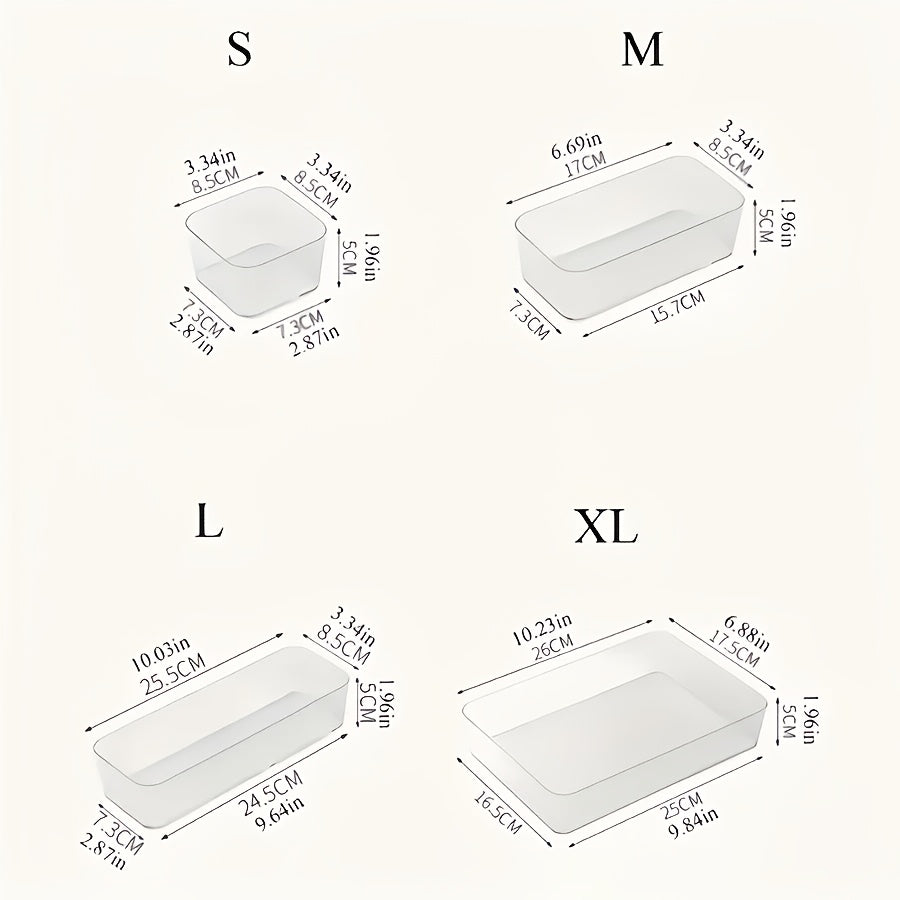 Bathroom Set of 5 Transparent Acrylic Drawer Organizers, Including Built-in Compartmentalized Organizers for Drawers, Countertop Storage Boxes, and Makeup Organizers. Ideal for Organizing and Storing Essentials, Cosmetics, Crafts, and Stationery.
