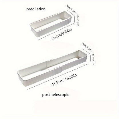 1/2 Retractable Drawer Classification Storage Box, Kitchen Tableware Bowl and Chopstick Divider Storage Box, Stationery Storage Container, for Home, Dormitory and Office