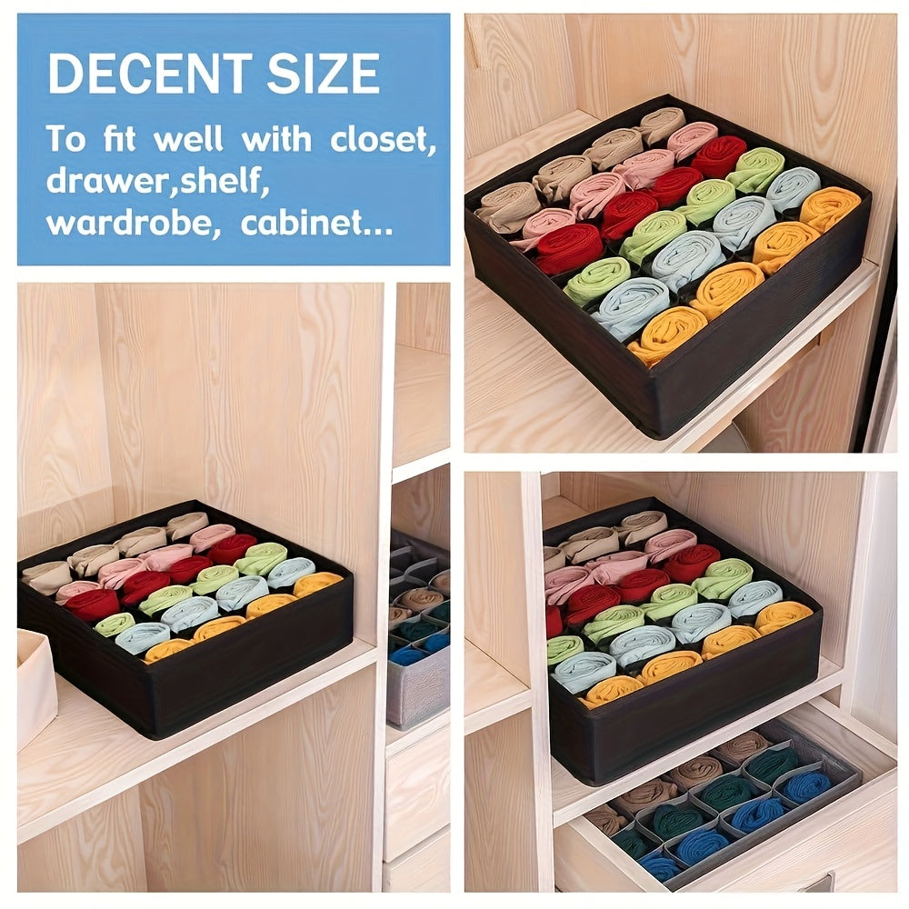 2pcs Storage Box, Drawer Organizer Non-Woven Foldable 24 Slots Suitable for Underwear Bra Socks Tie Wardrobe Storage Space Saving