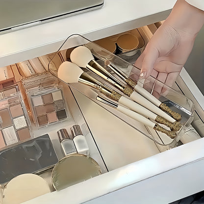 Bathroom Set of 5 Transparent Acrylic Drawer Organizers, Including Built-in Compartmentalized Organizers for Drawers, Countertop Storage Boxes, and Makeup Organizers. Ideal for Organizing and Storing Essentials, Cosmetics, Crafts, and Stationery.