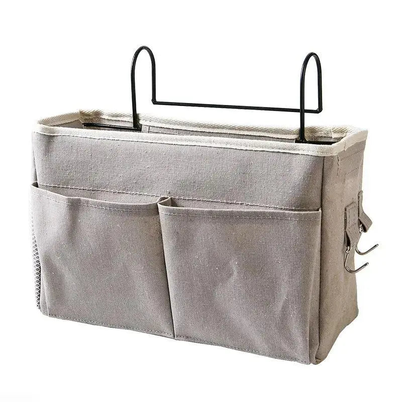Multi-functional Bedside Hanging Storage Caddy, Cotton Linen Hanging Organizer Bag, Suitable for Bunk Bed, Dorm and Bathroom Sundries Storage