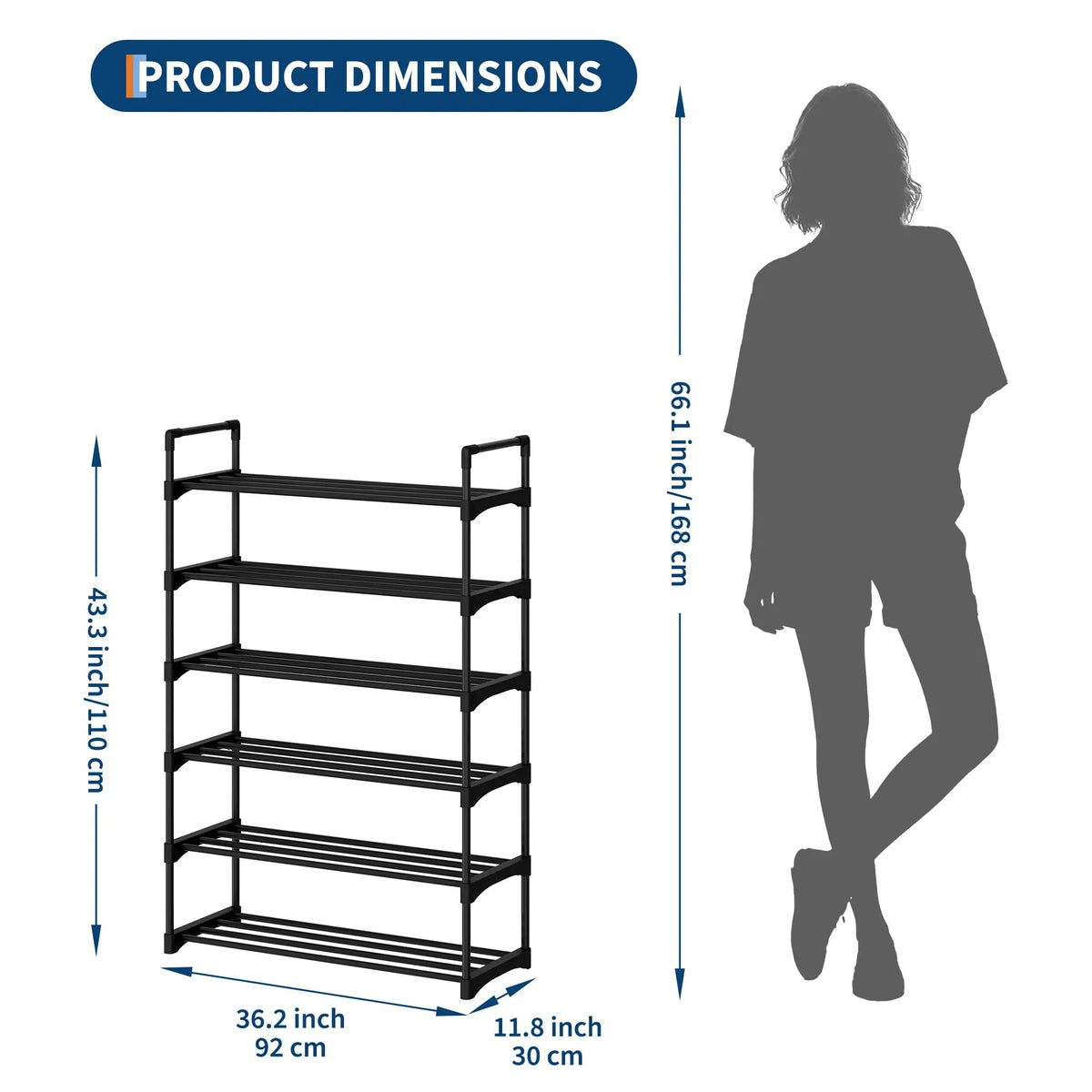 Garvee 10-Tier Shoe Rack, Slim Shoe Storage Organizer with Metal Frame & Non-Woven Fabric Shelves, Adjustable Design for Entryway, Bedroom,