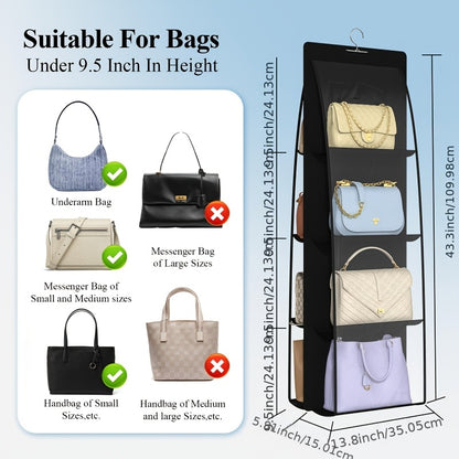Closet 2 Packs 8 Pockets Black Handbag Hanging Purse Organizer for, Purse Storage, Purse Hanger And Handbag Organizer for Space Saving