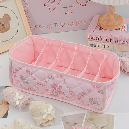 KINGKISS Cute Cartoon Storage Basket with Layered Dividers & Insertable Organizer - Suitable for Underwear, Socks, Clothing,, Snacks, Bra Organizer - Dorm Room Wardrobe Shelf Box, Space-Saving Organizer for And