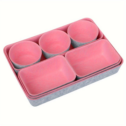 8pcs Desk Drawer Organizers, Multi-Use Felt Shallow Narrow Drawer Organizers, Separators Storage Box, Basket Shelf Cubes Foldable Drawer Dividers Desk Organisers for Home, Bedroom And Living Room