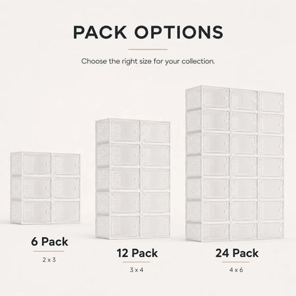 Stackable Plastic Shoe Storage Boxes with Front Flip-Top Design, Black/White Frame, Dustproof Sneaker Display