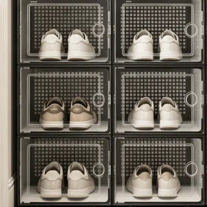 6/12/18/24/30-Pack Stackable BPA-Free Durable Plastic Shoe Storage Boxes - Dustproof, Moisture-Resistant Sneaker Organizer with Magnetic Door, Space-Saving Closet Organizer Storage for Dorm, Entryway, Easily Visible Shoes, Foldable
