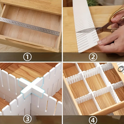 White Plastic 10pcs Drawer Dividers - Easy-Install Cross Connectors for Organizing and Separating Drawers, 4 Styles (T, X, L, Z) for Grid Panels, Rail Boxes, and Home Storage Solutions, Grid Panel Connectors | Modern Design | Durable Plastic, Desk & Drawe