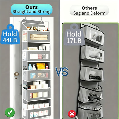 Over The Door Organizer Storage, 5 Shelf Hanging Door Organizer With 10 Large Capacity Pockets, No Drilling Required Anti Tilt 44 Lb Load Behind Door Storage For Bedroom, Bathroom, Pantry, Nursery, Child Children Nursery