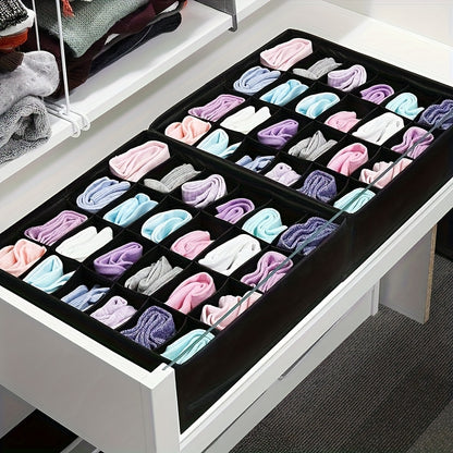 2pcs Storage Box, Drawer Organizer Non-Woven Foldable 24 Slots Suitable for Underwear Bra Socks Tie Wardrobe Storage Space Saving