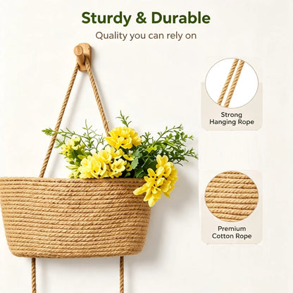 Woven Cotton 3-Tier Over-The-Door Wall-Mountable Storage Basket with Handles - 11in Home Accessory for Beauty & Daily Necessities Room Storage, French Country Organizer