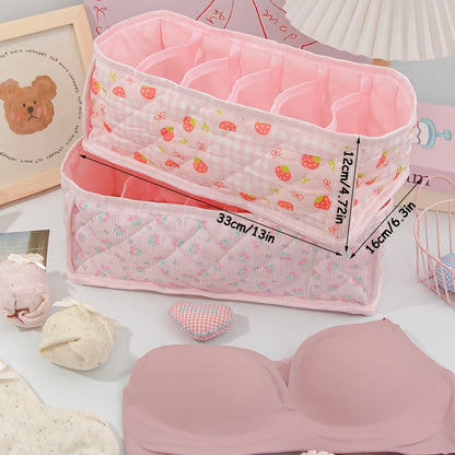 KINGKISS Cute Cartoon Storage Basket with Layered Dividers & Insertable Organizer - Suitable for Underwear, Socks, Clothing,, Snacks, Bra Organizer - Dorm Room Wardrobe Shelf Box, Space-Saving Organizer for And