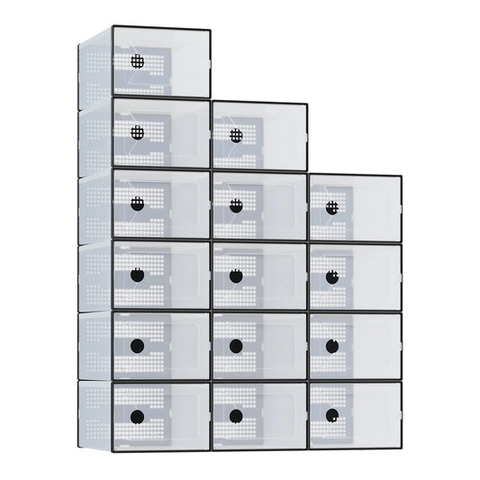 Clear Shoe Storage Boxes, Plastic Stackable Shoe Containers with Lids, Display Sneaker Case Organizer for Closet, Under Bed, Entryway, Space Saving Storage, Storage Organization