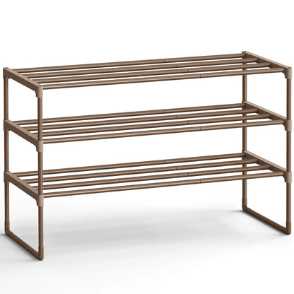 SONGMICS 3-Tier Stackable Vertical Metal Shoe Rack - Single Unit Home Accessory, Upright/Inverted Entryway Furniture, 16-20 Pair Storage, Room Storage Organizer, Apartment Accessories, 11.8x36.2x21.7 in